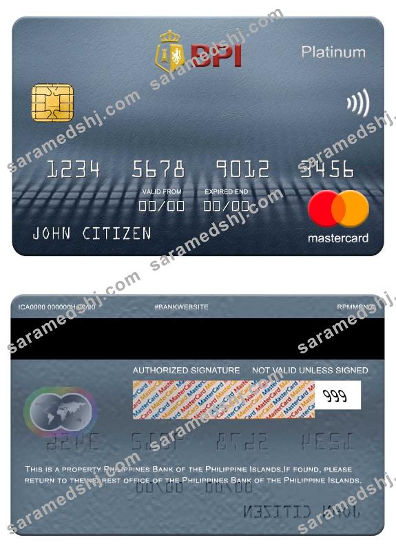 Philippines Bank of the Philippine Islands mastercard platinum